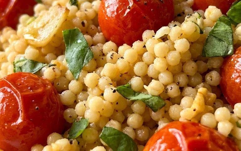 Healthy One-Pan Couscous With Garlic, Tomatoes And Basil