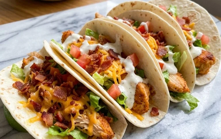 Baked Chicken Beef Bacon Ranch Tacos