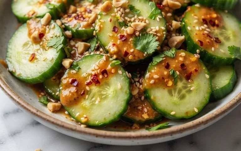 Cucumbers in Spicy Peanut Sauce