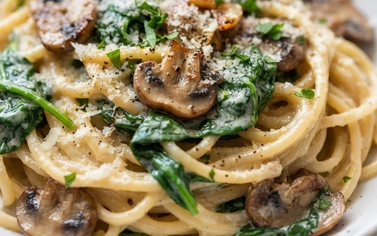 One-Pot Garlic Parmesan Pasta with Spinach and Mushrooms
