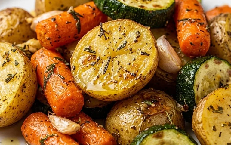Garlic Herb Roasted Potatoes Carrots and Zucchini