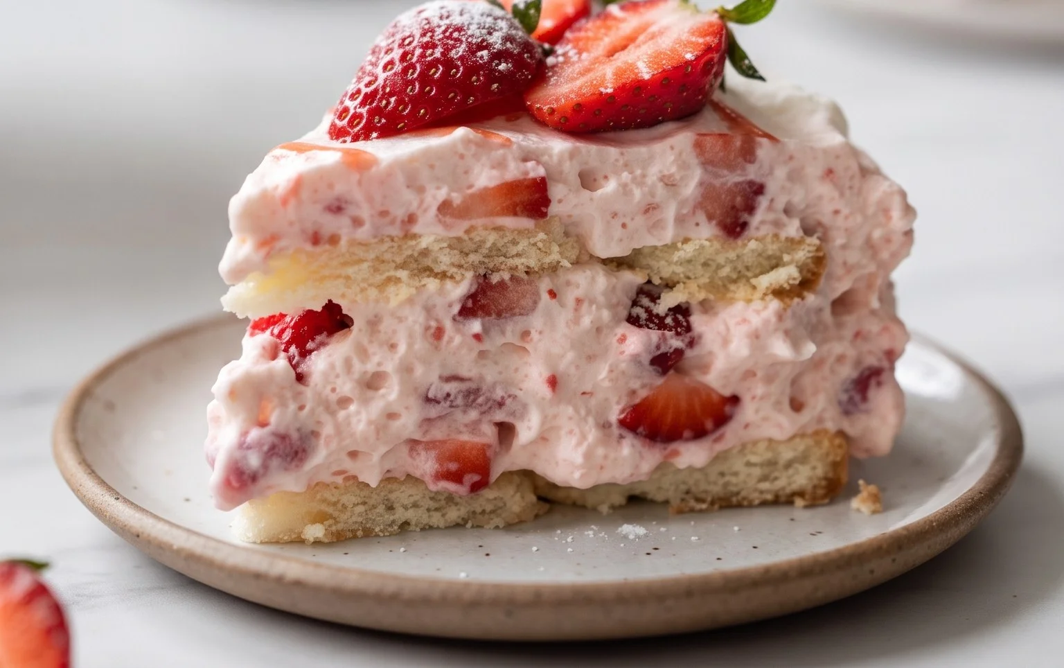 3 Ingredient No Bake Strawberry Cloud Cake