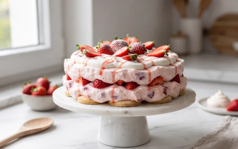 3 Ingredient No Bake Strawberry Cloud Cake