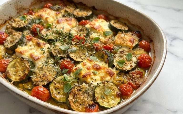 Courgettes feta au four