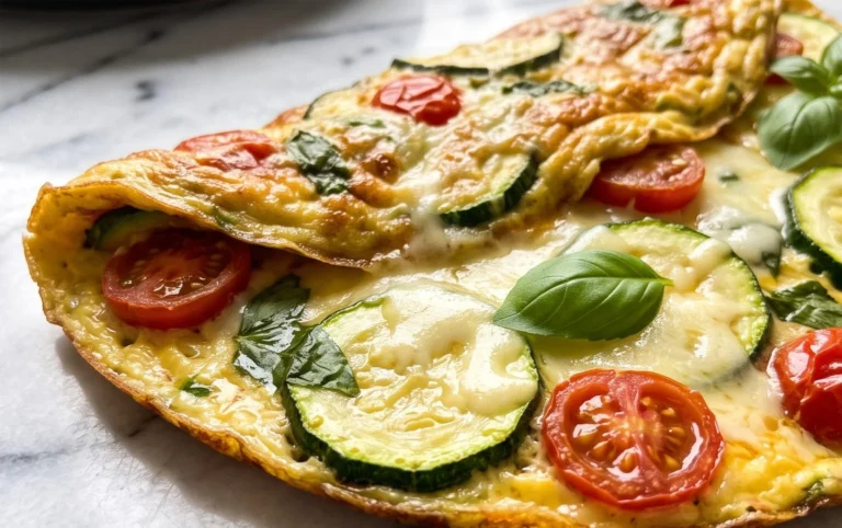 Zucchini-Omelett mit Tomaten und Basilikum