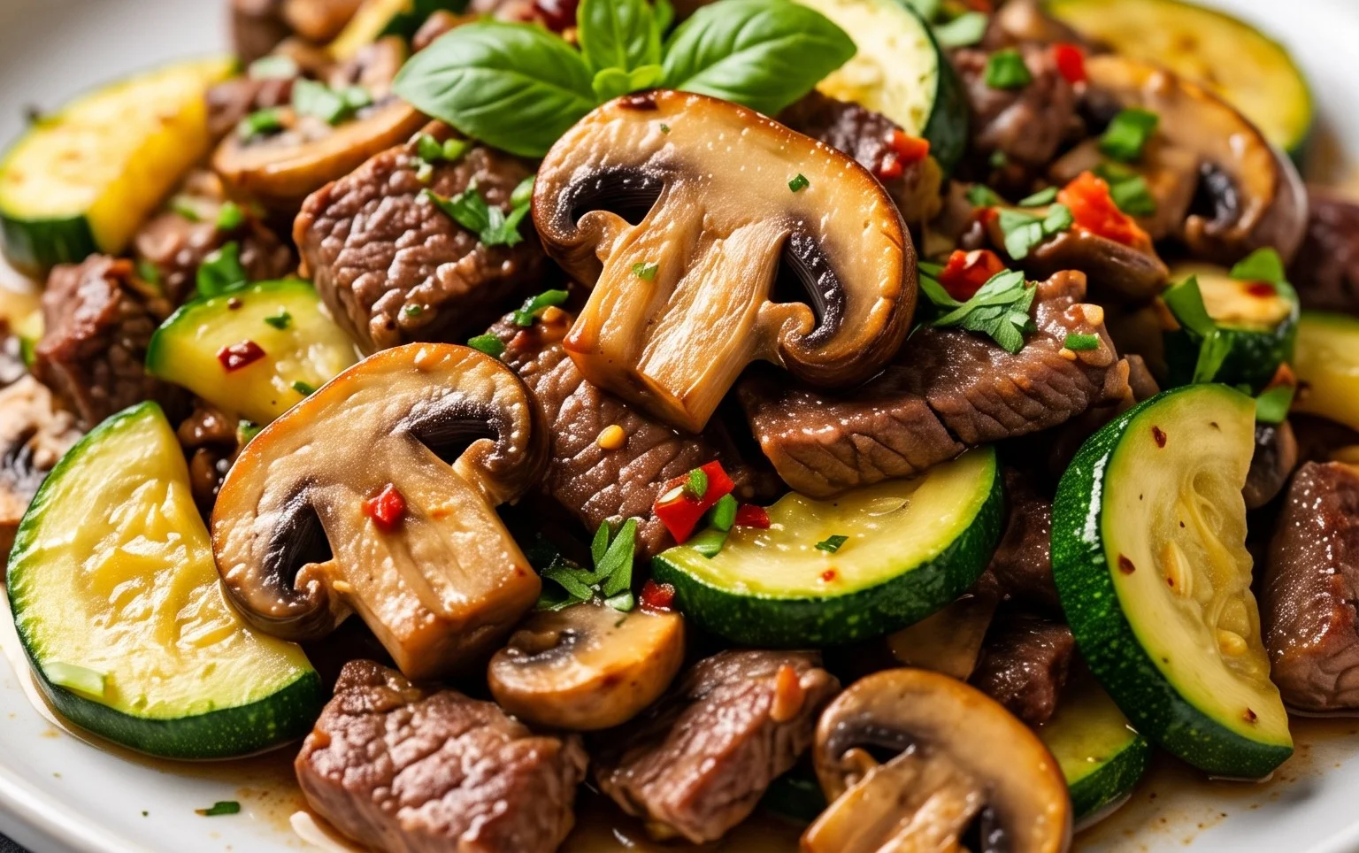 Zucchini-Cbeef hampignonpfanne