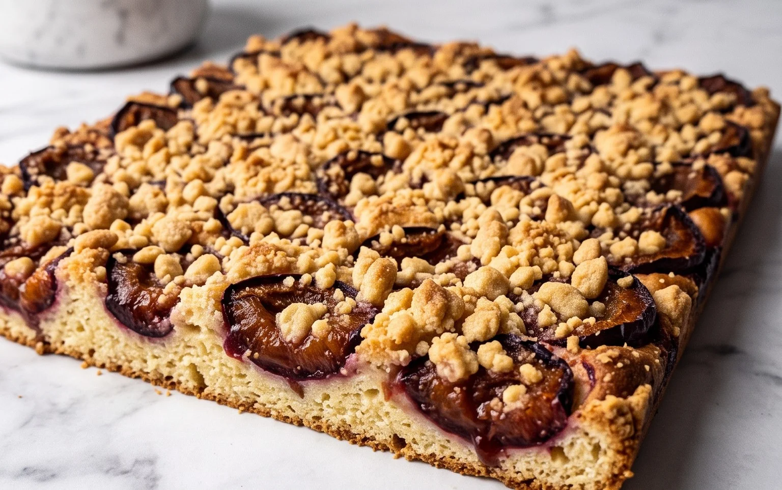 Pflaumenkuchen mit Streusel vom Blech (Quark-Öl-Teig)