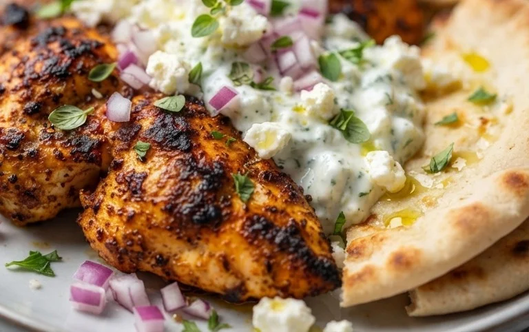 Mediterranes Hähnchen-Gyros mit Feta-Tzatziki genießen!