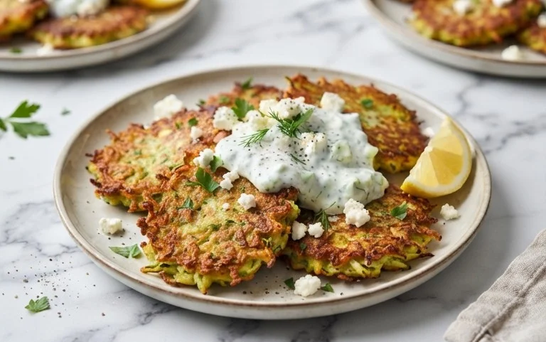 Zucchinipuffer mit Feta und Tzatziki: Das Unglaubliche Ultimative Rezept für 4 Portionen