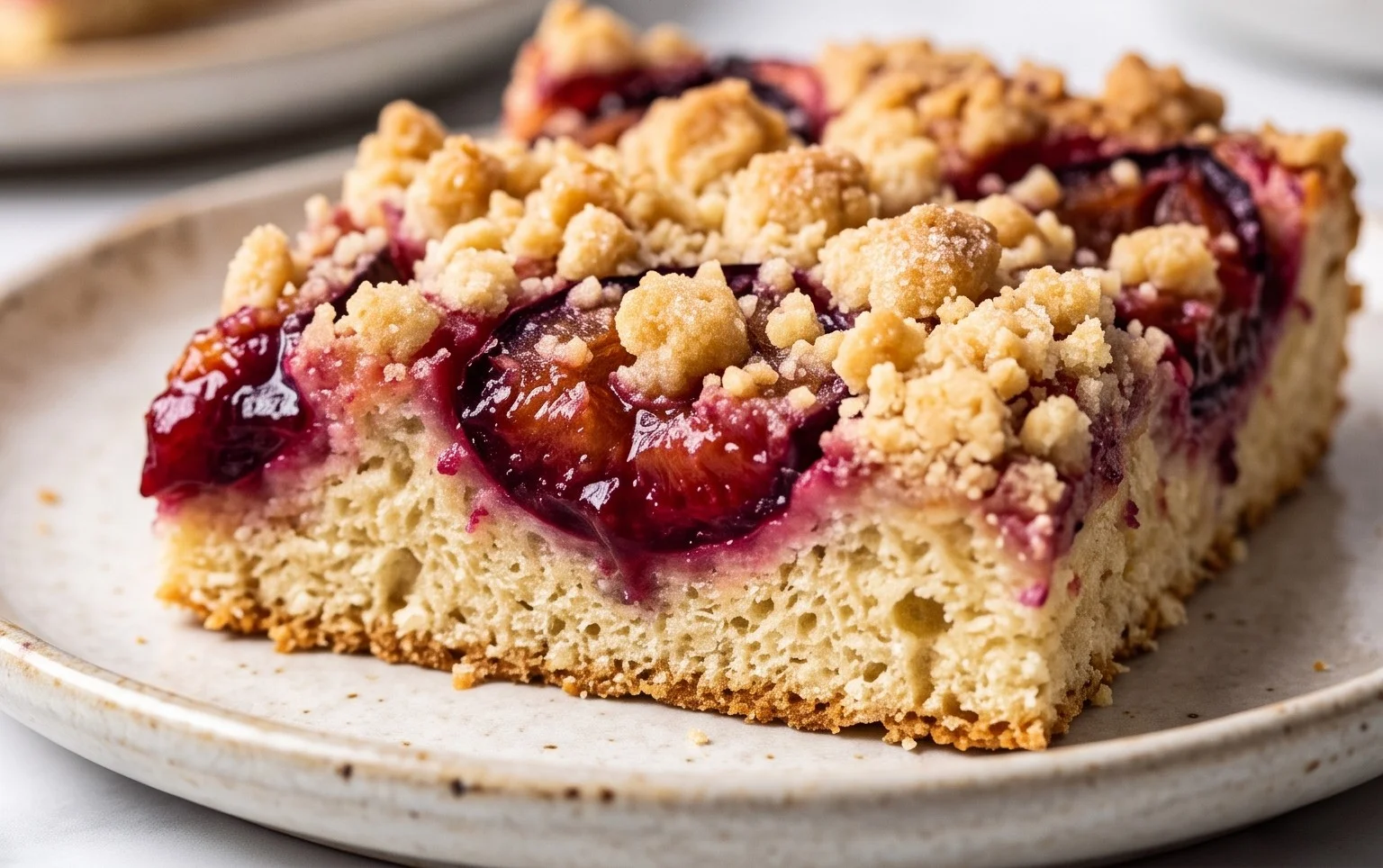 Rezept für Streusel-Pflaumenkuchen vom Blech mit Hefeteig