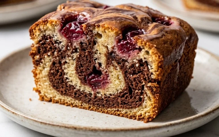 Marmorkuchen mit Kirsch Extracten vom Blech