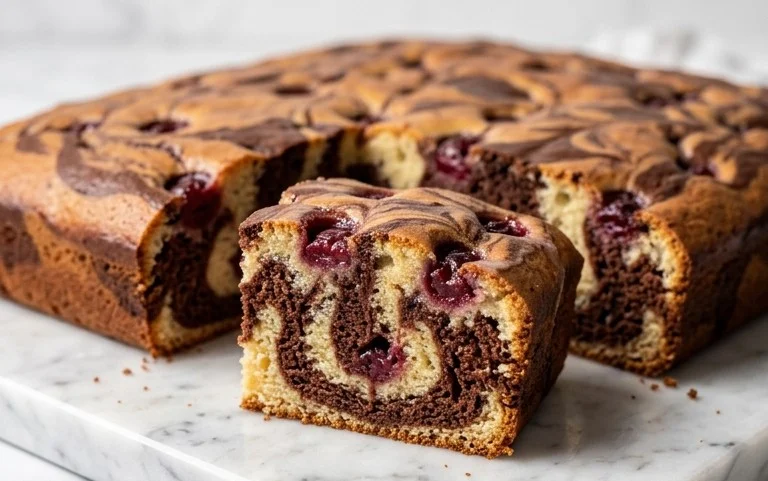 Marmorkuchen mit Kirsch Extracten vom Blech