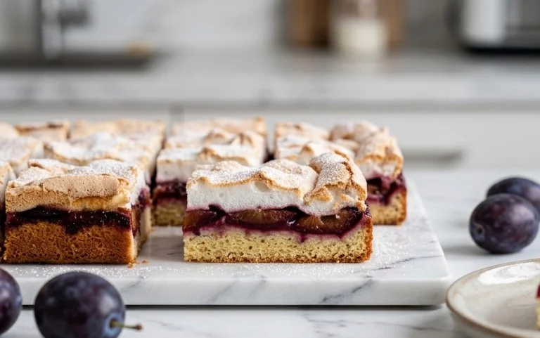 Polnischer Zwetschgen Kuchen vom Blech mit Baiser