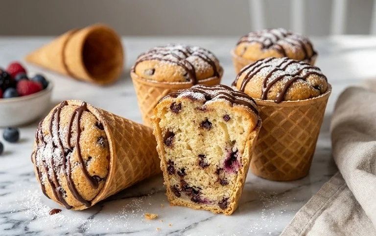 Kuchen im Waffelbecher